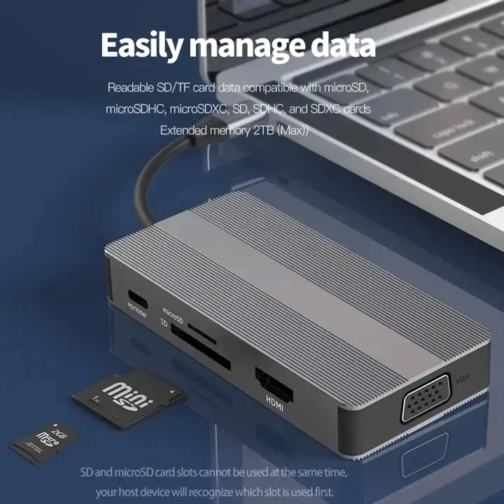 8 in 1 Aluminum HDMI USB-C Hub for MacBook for iPad PRO