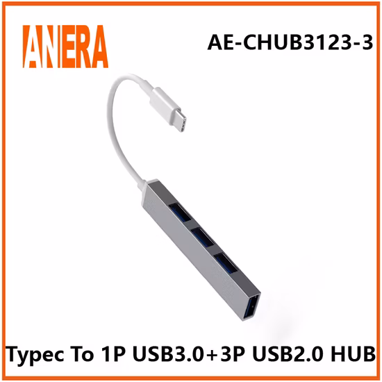 Anera High Speed Alloy Multi Type C 3.1 to 4 Port USB3.0 USB2.0 Hub Usbc 4port Hub for MacBook PRO Notebook